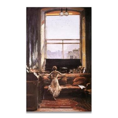 Imagem de The Studio Window John Lavery Iconic Realist Portrait & War Scene Canvas Art – Decoração de parede irlandesa atemporal para casa 30 x 48 cm Un Framed