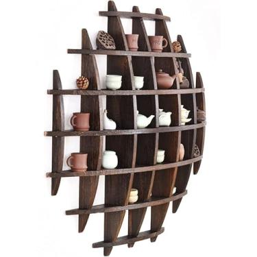 Imagem de Prateleiras De Madeira Para Parede, Antiguidade Chinesa, Prateleira Redonda, Prateleira De Exposição Para Colecionáveis, Bule Ornamento Figurinhas Memorabilia E Miniaturas Pr, B, 100 * 100cm