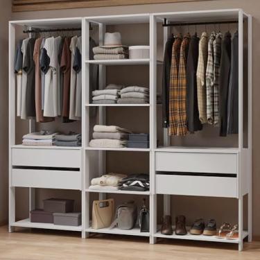 Imagem de Guarda-roupa Closet Modulado 4 Gavetas 199 cm Branco Valencia Madesa