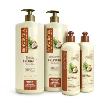 Imagem de Kit Bio Extratus Umectante Shampoo, Condicionador (1L) e 2x Finalizador com Filtro Solar (500g)