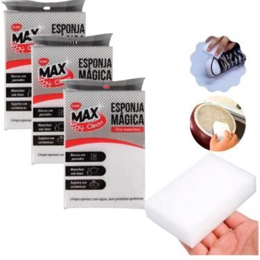 Imagem de Kit c/ 3 Esponja Mágica para Limpeza Melanina Tira Mancha Limpa Parede