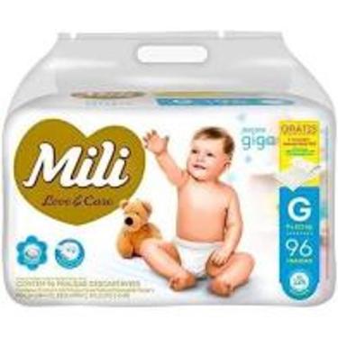 Imagem de Fralda Mili Love e Care Giga G 96 unidades, Azul, Branco