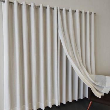 Imagem de Cortina De Blecaute 100% De Voil Linho Com Forro Corta Luz Tecido 4,00