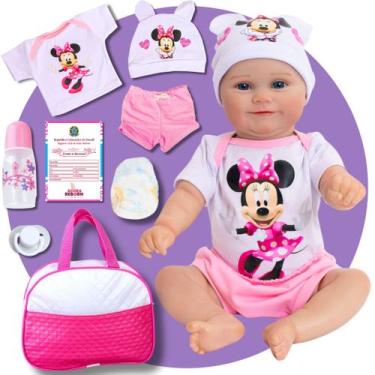 Imagem de Bebê Reborn Boneca Maddie Girl Minnie Kit Bolsa Maternidade Corpinho S