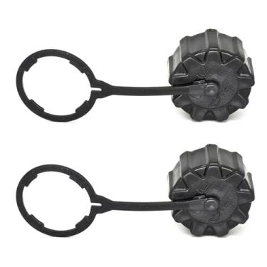 Imagem de QIEIEI Pacote com 2 tampas de drenagem roscadas com cabos para pulverizadores à prova de vazamento gramados e tampas de tanques de pulverizador de jardim