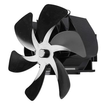 Imagem de Acouto Amaz de Fogão a Lenha Powered de 6 Lâminas Montagem de Parede do Ventilador de Lareira Silenciosa para Circulação Eficiente (Preto)