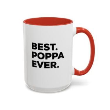 Imagem de Caneca de café Poppa Accent – Caneca engraçada de cerâmica para pai, presente de 325 g para pais, avôs ou papai - Ideia de presente de aniversário e Natal (vermelho, 425 g)