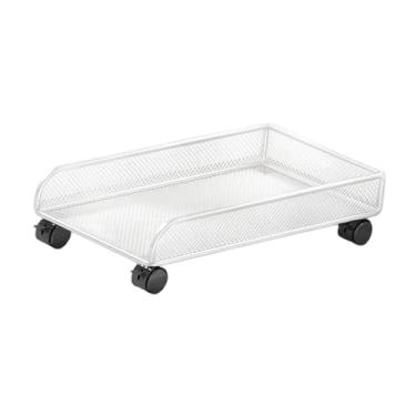 Imagem de IEUDNS Cesta de armazenamento com rodinhas, prateleira de armazenamento, fácil acesso, organizador prático e resistente sob o armário para sala de estar e, White L