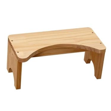 Imagem de MotiveTech Banco de banheiro, banco de penico, pufe de banheiro resistente, compacto, apoio para os pés, banheiro, agachamento para crianças e idosos, Madeira