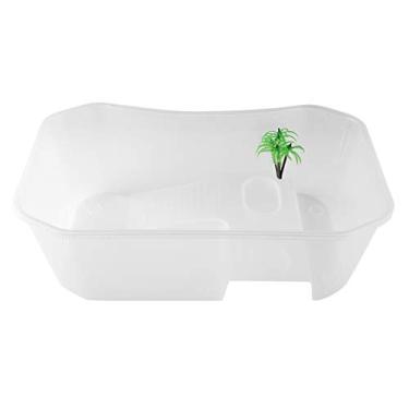 Imagem de YOUTHINK Aberto de Ai -aini Aquário Com Plataforma de Sede, Material Plástico, Contêiner de Terrário Transparente Portátil, para Tartarugas, Répteis, Hamsters (brancos) (WHITE)