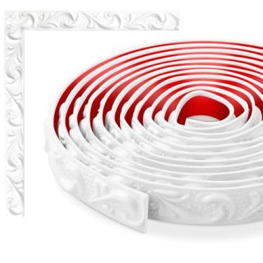 Imagem de TECDW Acabamento de parede flexível de 3 metros, acabamento decorativo de teto de parede, moldura de painel, adequado para armários, paredes, decoração de casa (branco, 2 cm L)