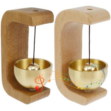 Imagem de 2 peças de campainha de lojista para abertura de porta, campainha magnética anexada, campainha decorativa de porta, campainha de madeira, decoração suspensa para entrada, casa, escritório, cafeteria