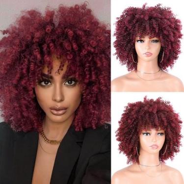 Imagem de Peruca Vitorish Ombre Burgundy Kinky Curly 25cm 230g para mulheres