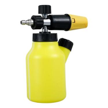 Imagem de Tzdxfgl Canhão de espuma de lavagem de carro, lança de espuma de neve ajustável para lavadora de pressão com garrafa de 1L e conector rápido de 6 mm de pescoço largo, lançador profissional de espuma