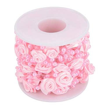 Imagem de Minchas de Corda de Pérolas Rosa 32,8 Pés, Contas Arame Flores Artificiais Flores, Contas Imitação Abdominais, Mão Obra Requintada, Casamento, chá bebê, Decoração Festa Com Mesas, (Rosa)
