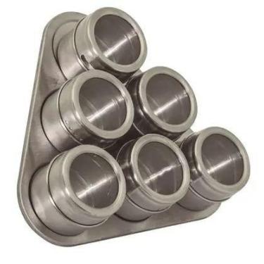 Imagem de Jogo 6 Porta Condimentos Inox Triangular 22 cm Mimo AI1402 - Mimo Styl