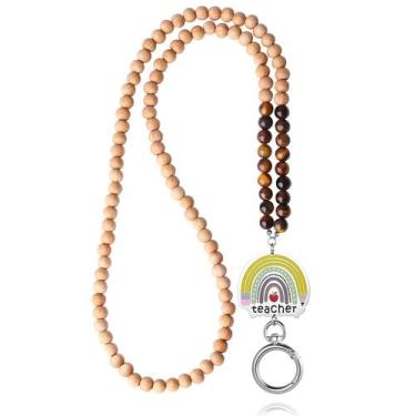 Imagem de Cordón para profesor USANGERS con porta credencial de piedra arcoíris 