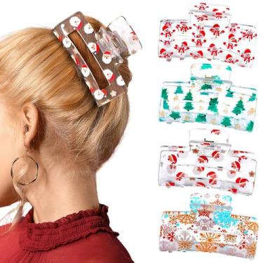 Imagem de Clipe de cabelo Kaiolbly Christmas Claw Clips, conjunto festivo de 4 p
