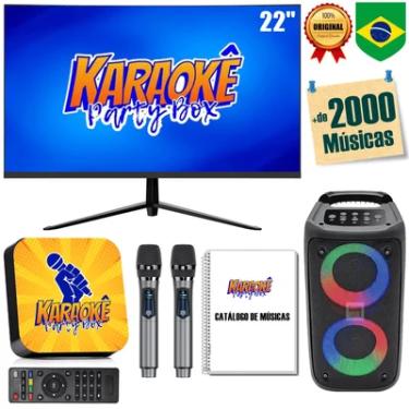 Imagem de Karaoke Party Box Completo +monitor +caixa De Som +2 Microfones Sem Fio +catálogo De Músicas Impresso