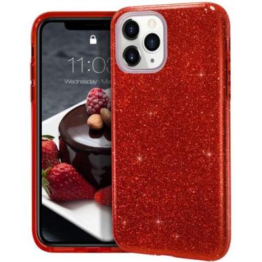 Imagem de Capa para celular MATEPROX iPhone 11 Pro 5.8" Red Glitter