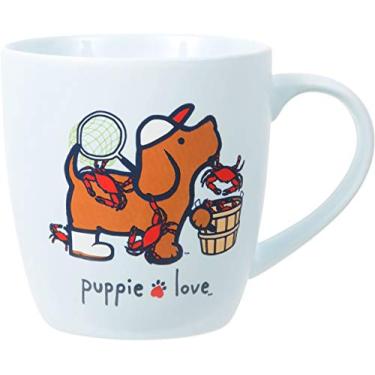 Imagem de Pavilion Gift Company Caneca Bone China 500 g - Cachorro de praia com amor, azul