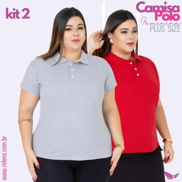 Imagem de Kit 2 Camisa Plus Size Gola Polo Feminina Tecido Premium e Ótimo Acaba