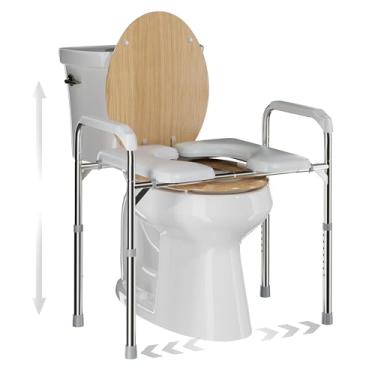 Imagem de Deewow Assento sanitário elevado com alças, elevador de assento sanitário para idosos com altura ajustável, até 181 kg, assento de vaso sanitário elevado para idosos, grávidas e deficientes, adequado