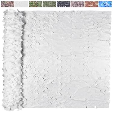 Imagem de Rede de camuflagem, rede de tela de camuflagem militar da Yeacool, rede de cerca de proteção solar do exército, leve, à prova d'água, ótimo para decoração de festa, persiana de caça de pato, decoração de quarto, cobertura de fotos de teto capa de carro, Branco, 49.2ftx5ft