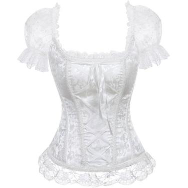 Imagem de Espartilho ADELCE Princess Renaissance Lace up Overbust 6XL branco