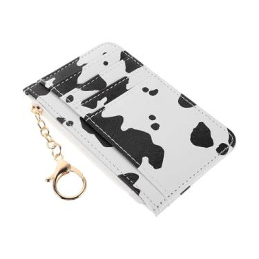 Imagem de Carteira feminina com porta-cartões com estampa de vaca, elegante, mini clutch com zíper, porta-moedas e chaveiro, carteira pequena compacta para viagens e uso diário