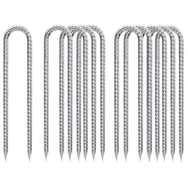 Imagem de Trampolim galvanizado com gancho em U Rebar Stakes QNLONG de 30 cm, pa