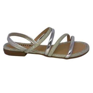 Imagem de Sandália Rasteira Via Uno Prata Com Gliter - 41202-Feminino