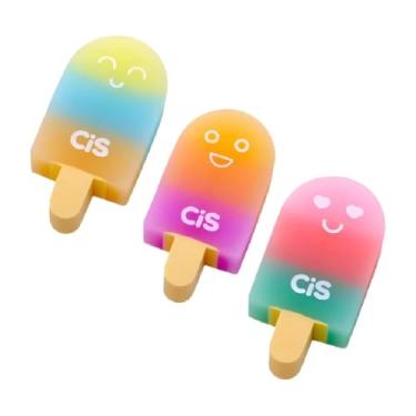 Imagem de Kit 3 Borrachas Escolar CiS Macia Divertida Temática Picolé Volta as Aulas Papelaria Fofa Kawai Novo