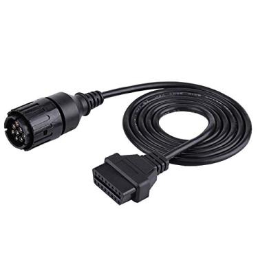 Imagem de Matybobe Cabo conector adaptador OBD2 de 10 pinos de 16 pinos para diagnóstico de motocicleta ICOMD, preto, 149 cm