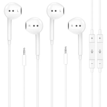 Imagem de Fones de ouvido com fio, 2 unidades de fones de ouvido intra-auriculares com fio de 3,5 mm, isolamento de ruído, fones de ouvido com microfone para iPhone, iPod, iPad, MP3, Samsung, fones de ouvido
