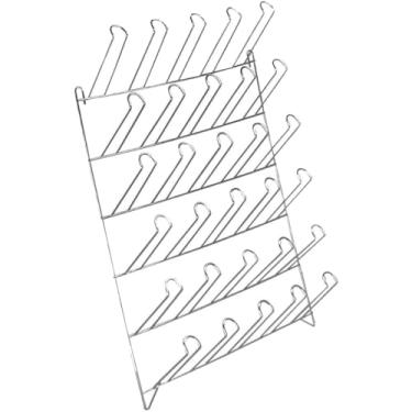 Imagem de Escorredor de Copos de Parede para 20/24/30 Copos - Secador de Copos em Metal Cromado para Bar e Restaurante(Escorredor de Pratos Duplo)