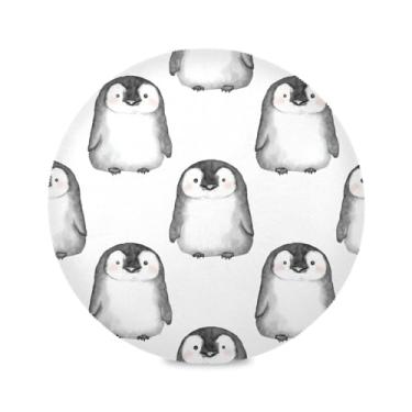 Imagem de Wassud Jogo americano fofo pinguim tapetes de mesa redondos para cozinha e jantar tapetes laváveis resistentes ao calor decoração de mesa 39 cm