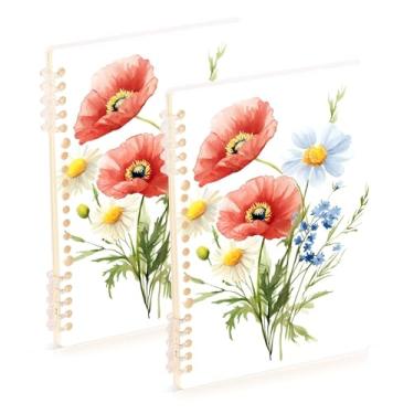 Imagem de Burbuja Cadernos com nome, papel pautado universitário A5 com 60 folhas, fichário para escritório, 2 unidades