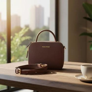 Imagem de Bolsa feminina baú pequena Pavão de Ouro PRIME