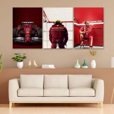 Imagem de KIT 3 Quadros Decorativos Lewis Hamilton - Decoração Quarto ou Sala - 