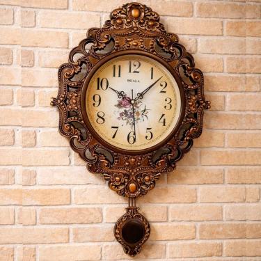 Imagem de Relógio De Parede Pendulo Elegante Boala Floral Rustico 59cm
