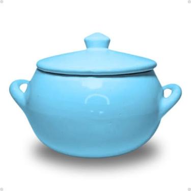 Imagem de Cumbuca Sopeira Tigela De Porcelana Ceramica caldo Sopas 1lt para Caldos, Sopas e Feijoada Brasileira(azul claro)