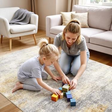 Imagem de Tapete de entrada lavável 10 x 12 cm: tapetes abstratos modernos tapete de porta macio antiderrapante para sala de estar tapete fino de pilha baixa para cozinha, sala de jantar, quarto, decoração de