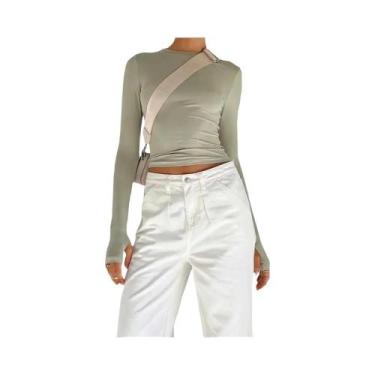 Imagem de Camisetas Femininas De Manga Longa Slim Fit Y2K Casual Pullover Básica