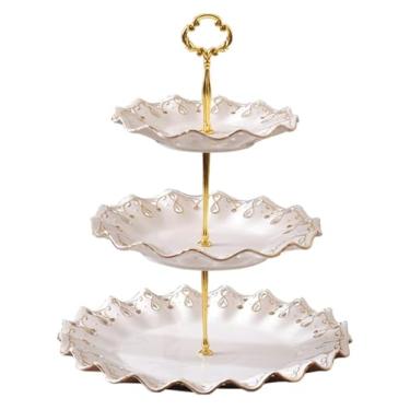 Imagem de fruteira cesta Prato de frutas de três camadas estilo chinês oco criativo cerâmica frutas sala de jantar cozinha decoração de mesa prato de doces bancada