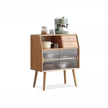 Imagem de Armário buffet de madeira maciça, moderno, simples, carvalho, armário, multifuncional, armário de chá, armário de cozinha