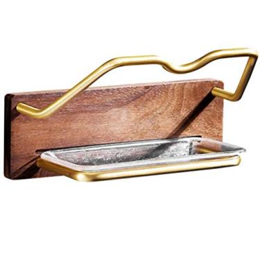 Imagem de Prateleiras flutuantes rack de tampa de panela de madeira de nogueira, prateleira de tábua de corte simples, suprimentos de armazenamento de cozinha moderna, decoração de parede criativa, rolamento de