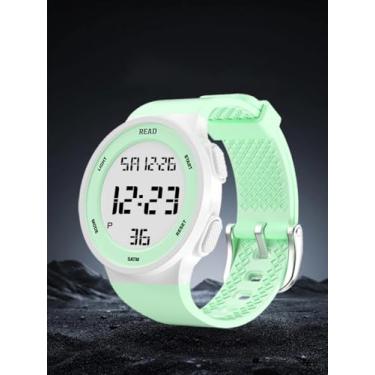 Imagem de Relógio digital WatWomen Ches Sports, impermeável, versátil, relógio de pulso com visor digital com luz noturna LED, alarme de data, cronômetro para homens e mulheres, Verde 1