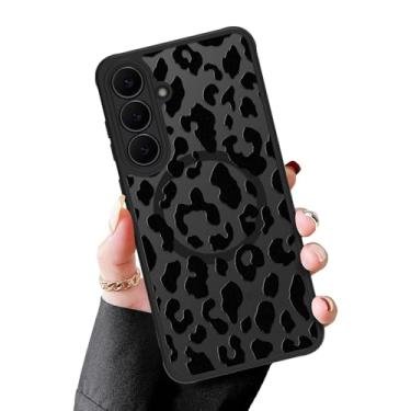 Imagem de MZELQ Capa magnética para Samsung Galaxy S25 FE, guepardo de leopardo transparente [compatível com carregamento Magsafe] Capa de proteção para câmera à prova de choque rígida fosca translúcida para