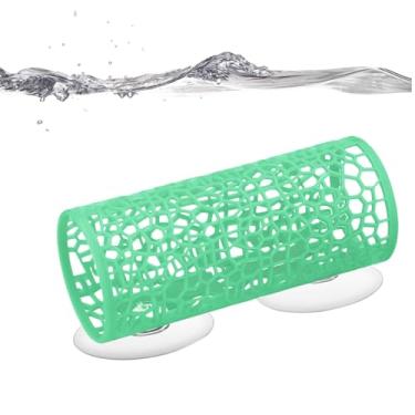 Imagem de huoflame Brinquedos de peixe Betta, rede de túnel, decoração segura de aquário para camarão de peixe pequeno, acessórios de tanque com ventosas perfeitos para esconderijo e área de lazer (verde)